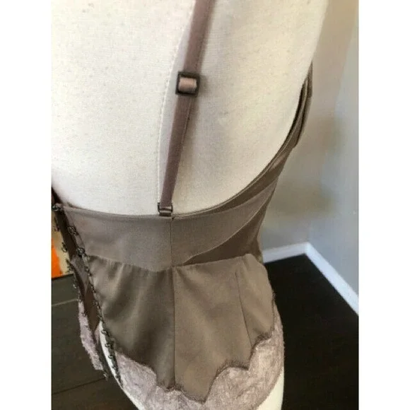 Kaufmanfranco Taupe Beige Silk Bustier Corset Top Blouse